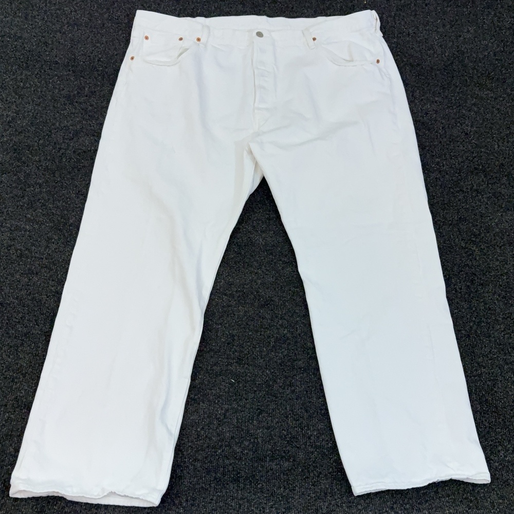 Levi's 501 Jeans Mens Big & Tall 46x30 White Denim Straight Button Fly